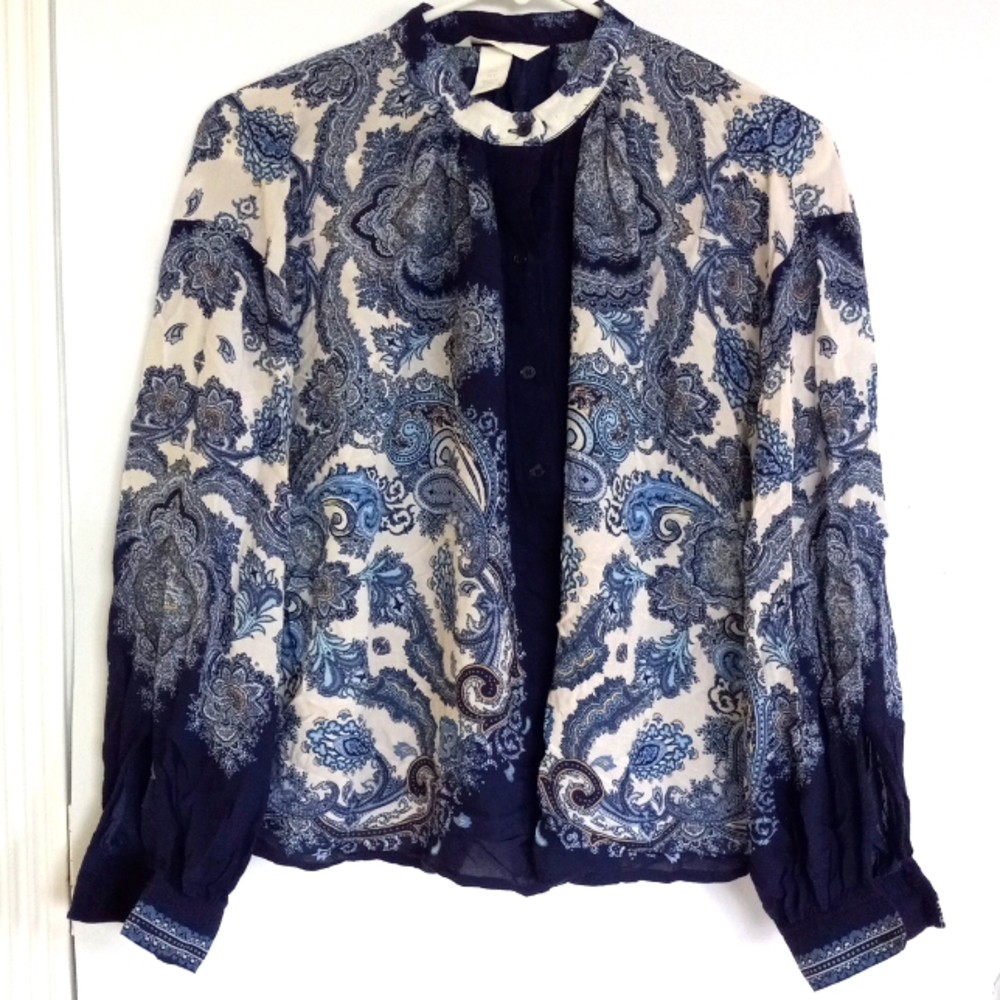 H&M Women's Size 4 Paisley‎ Blue and White